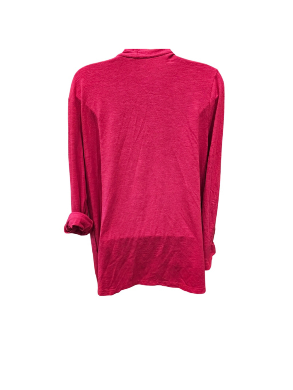 Talbots Hot Pink Open Front Cardigan Roll Tab Sleeve Lightweight sz L career EUC - Picture 4 of 8